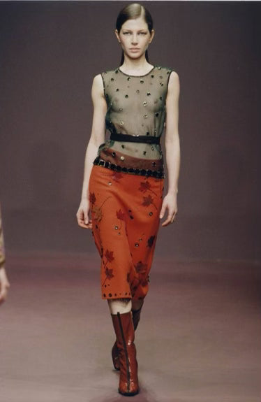 Prada Green Silk “No-back” Jewel Embellished Fall/Winter 1999