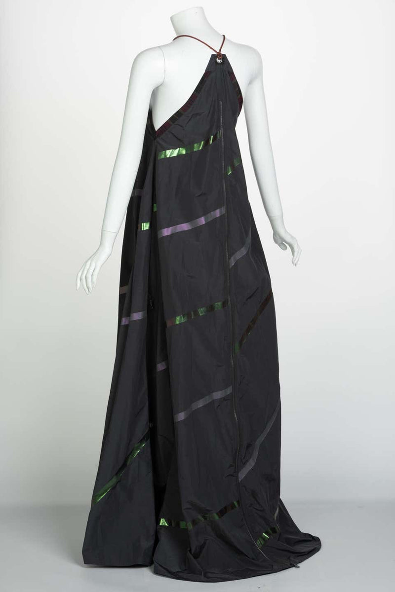 Bottega Veneta Grey Stripe Zipper Gown Runway Spring 2016