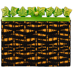 Isabel Canovas Black & Gold Silk Leather Green Bakelite Leaf Clutch, 1980s