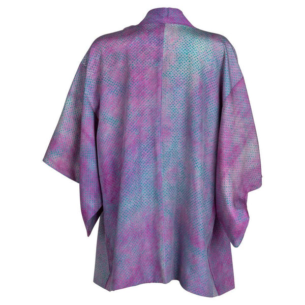 Purple Shibori Striped Silk Kimono Jacket 1970s