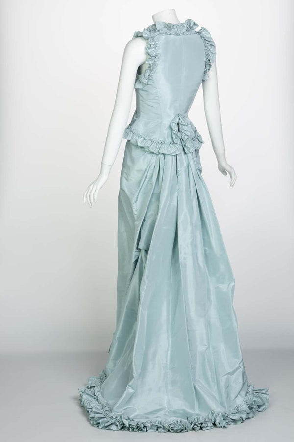 Vintage Oscar de la Renta Baby Blue Silk Taffeta Gown Ensemble
