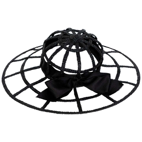 Chanel Collectors Black Silk Bow Hat Runway 1992