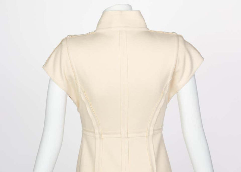 Fendi Ivory Sculpted Wool Short Sleeve Dress, 2008