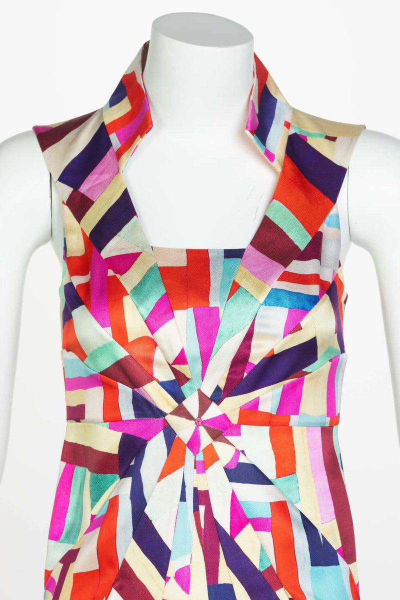 Chanel New Multicolored Print Cut Out Back Maxi Dress Cruise 2016