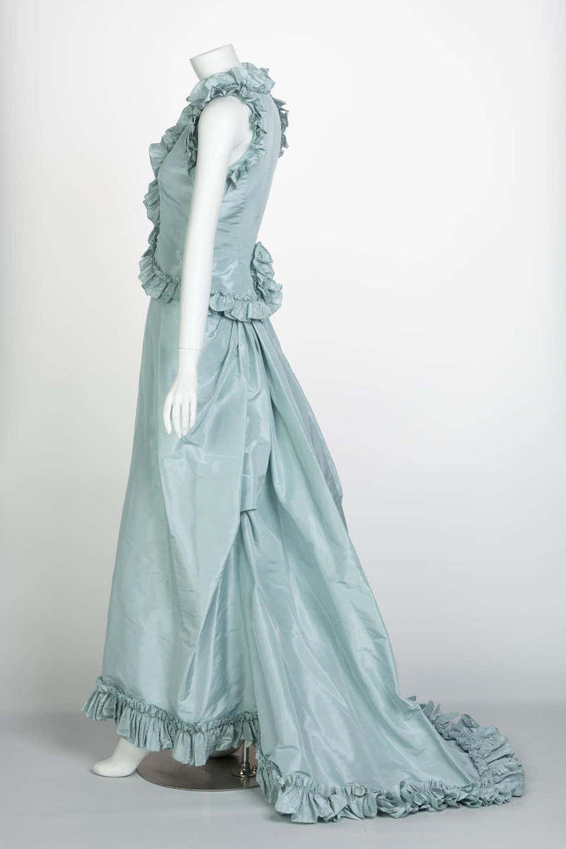 Vintage Oscar de la Renta Baby Blue Silk Taffeta Gown Ensemble