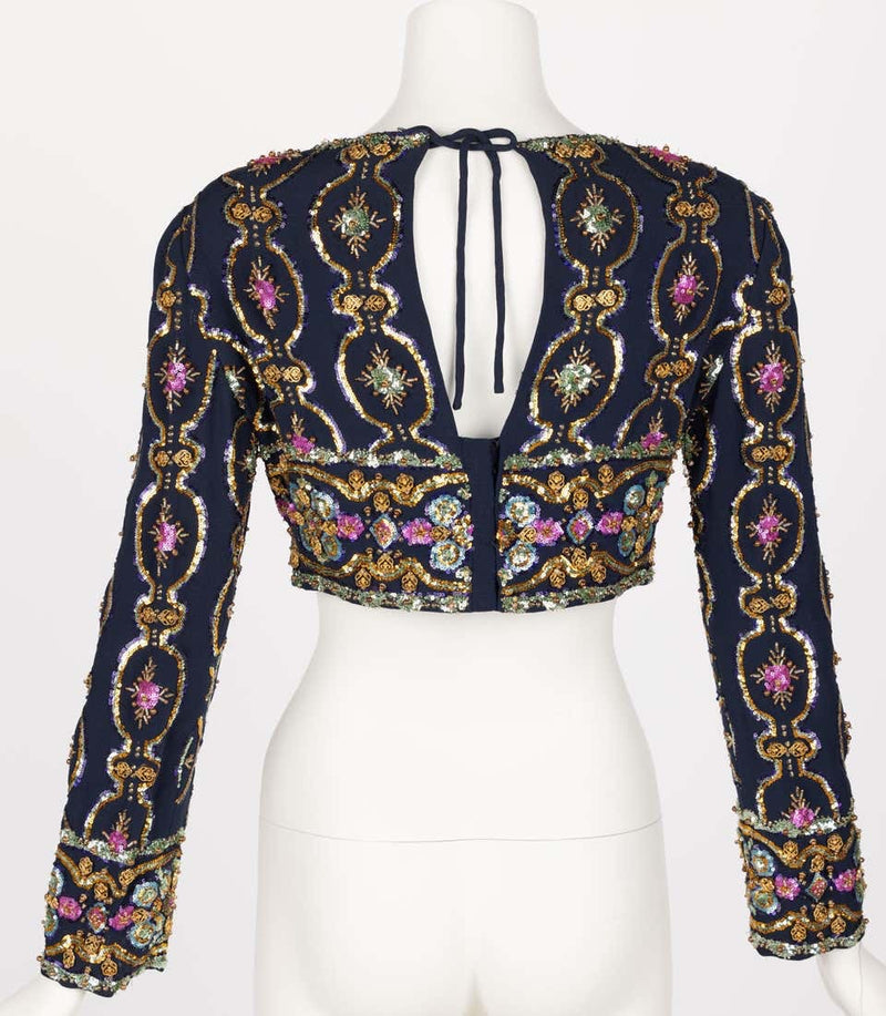 1960s Lanvin by Jules-Francois Crahay Embellished Cropped Top