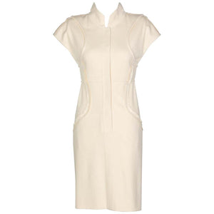 Fendi Ivory Sculpted Wool Short Sleeve Dress, 2008