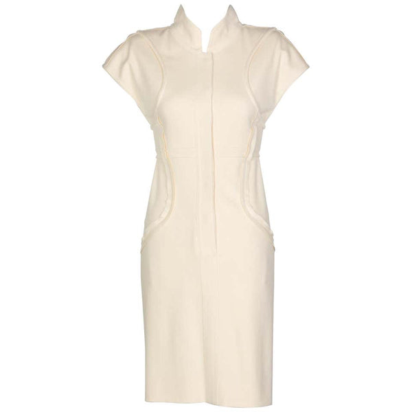 Fendi Ivory Sculpted Wool Short Sleeve Dress, 2008