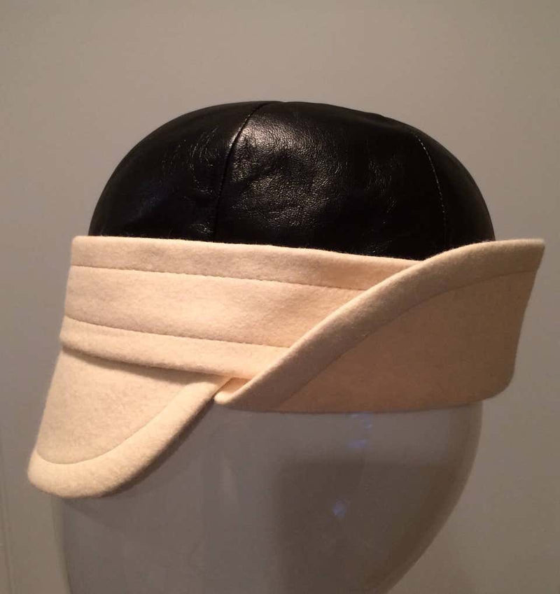 YSL Vintage Leather and Felt Hat with tags
