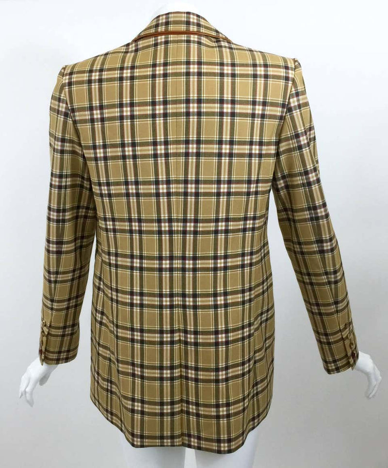 Christian Dior Wool Plaid and Leather Trim Jacket