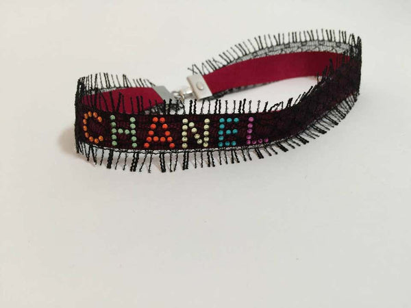 Chanel Leather & Lace Choker Necklace