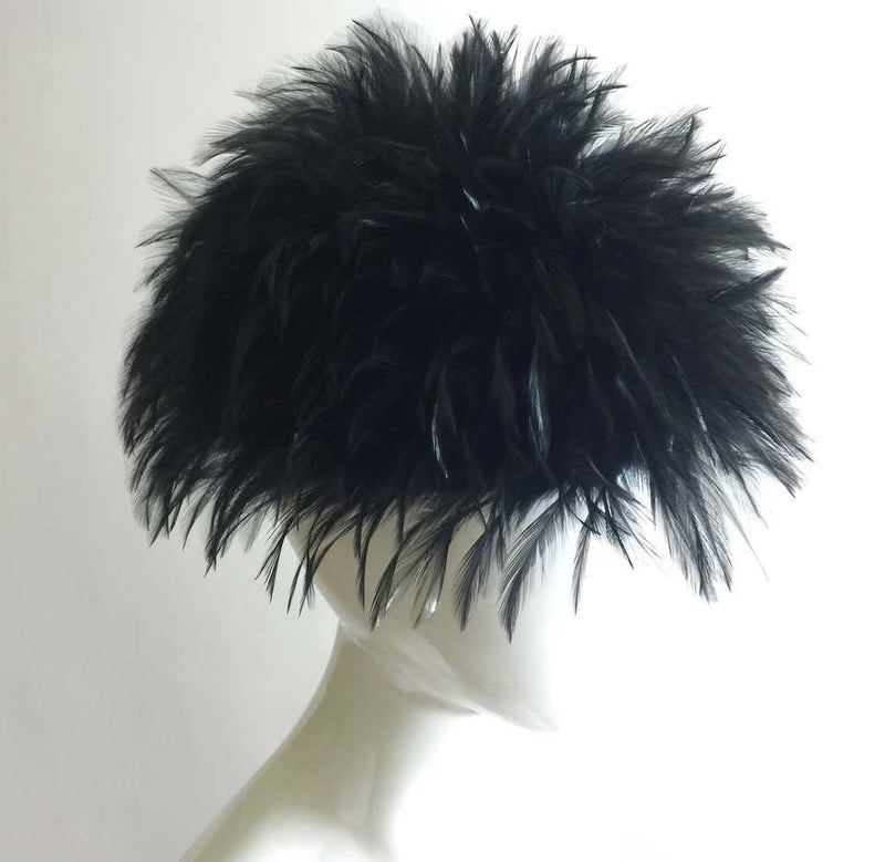 Magnificent Chanel Black Feather Vintage Collectors Hat with Tags 1990s