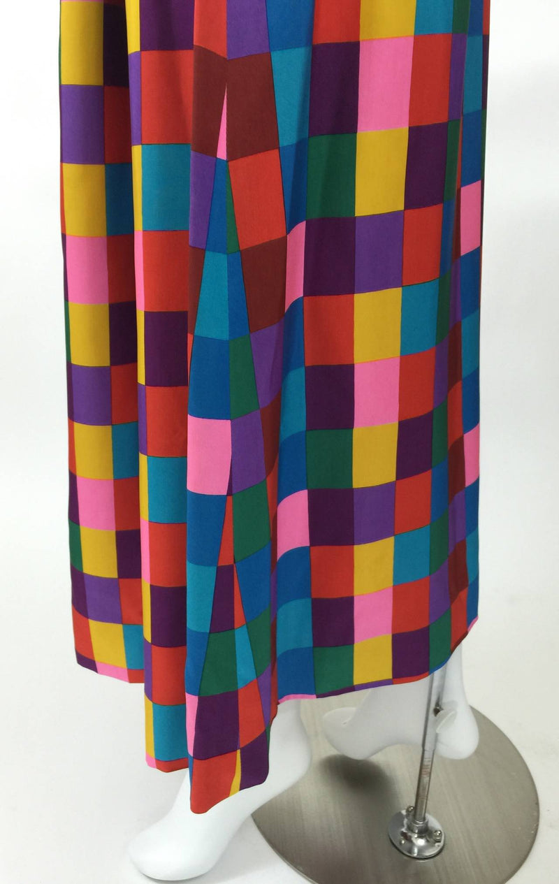 1970s Valentino Silk Multicolored ColorBlock Maxi Skirt