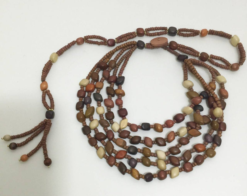 Vintage Wood Bead and Tassel Belt & Necklace