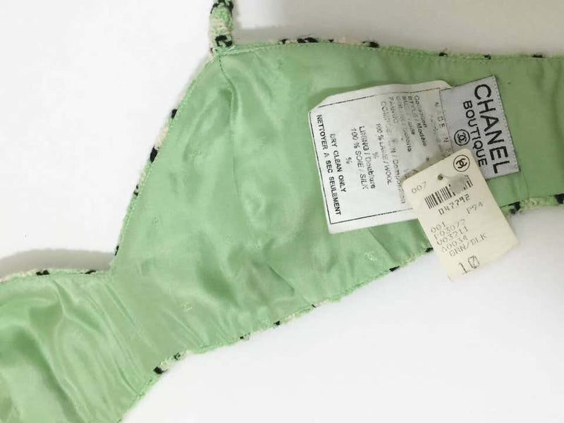 1994 Chanel S/S Runway Pastel Green Plaid Boucle Bralette Top w/ Tags Documented