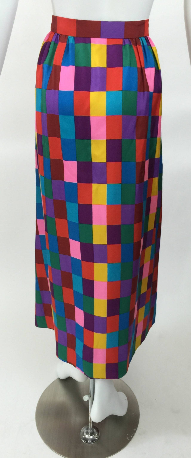 1970s Valentino Silk Multicolored ColorBlock Maxi Skirt