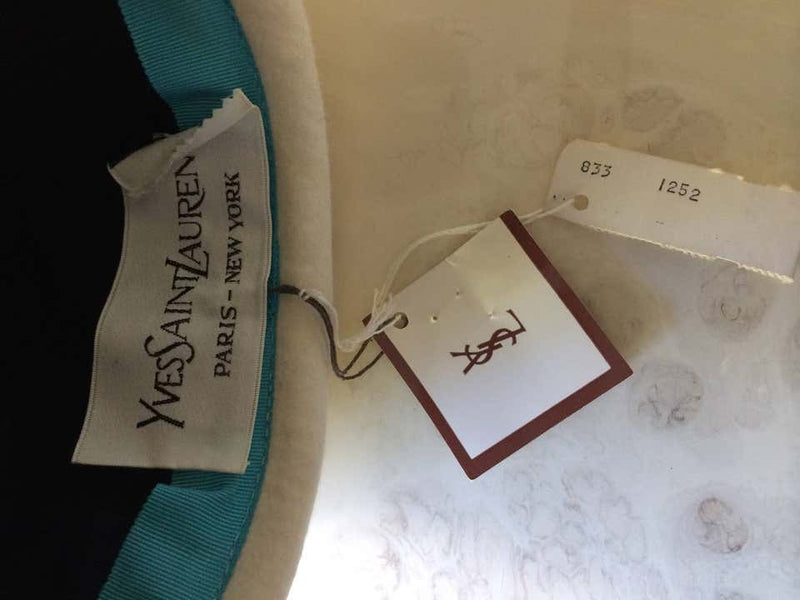 YSL Vintage Leather and Felt Hat with tags