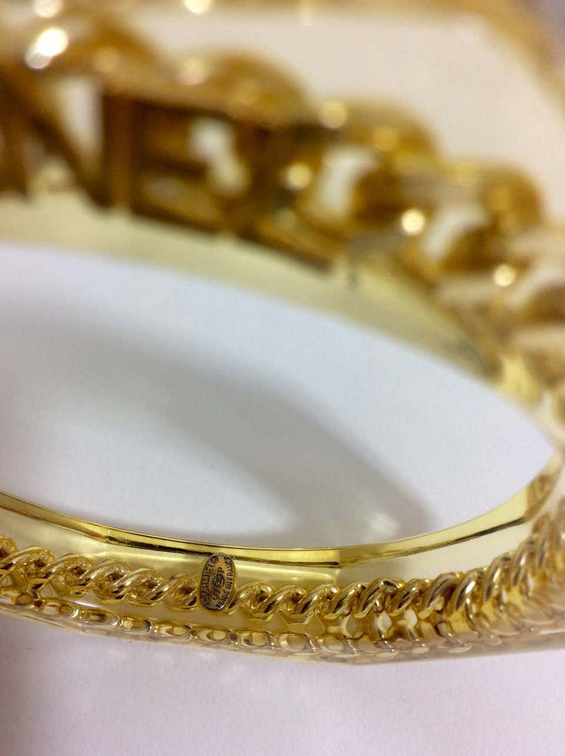 Vintage Chanel Lucite and Chain Link Bangle Bracelet 1997