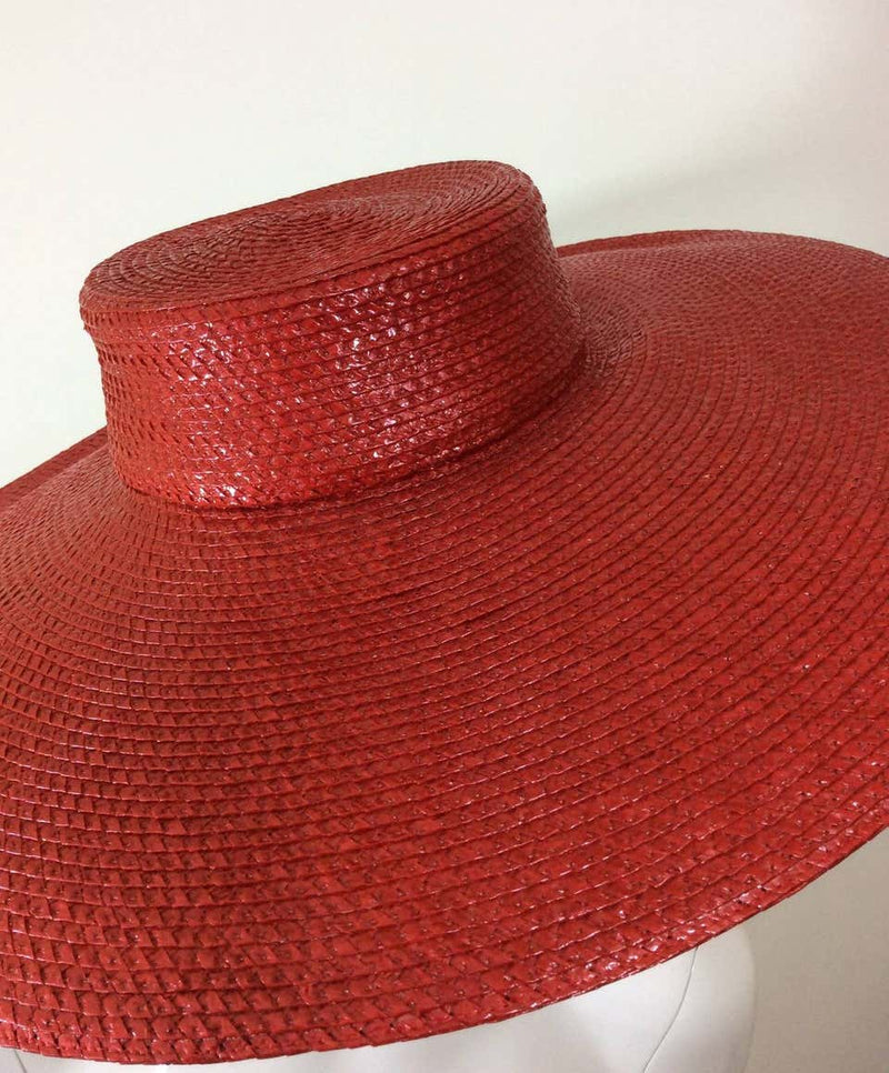 Vintage Givenchy Boutique Glossy Straw Red Hat