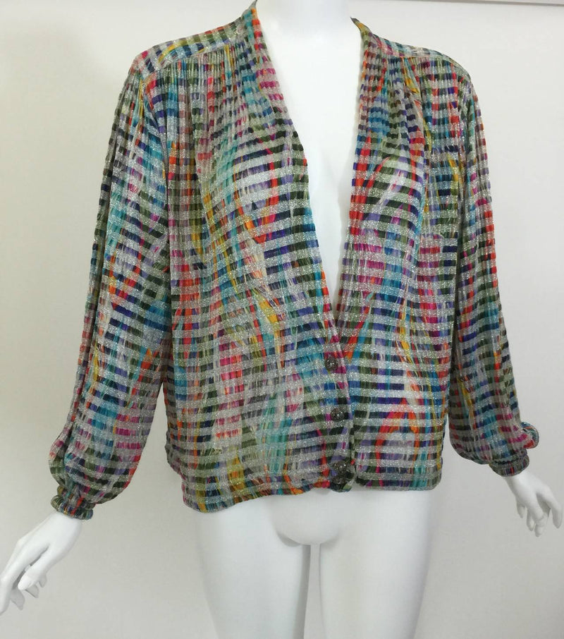 1970s Missoni Metallic Knit Cardigan Top
