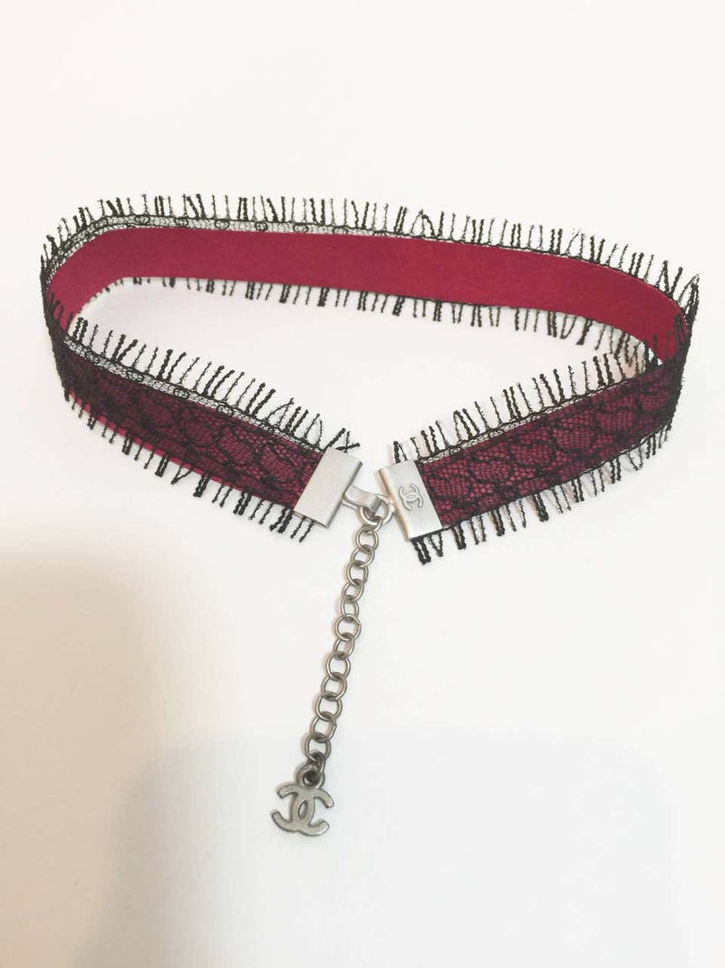 Chanel Leather & Lace Choker Necklace