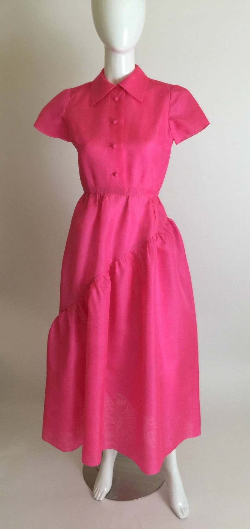 1970's Bill Blass Pink Silk Organza Dress