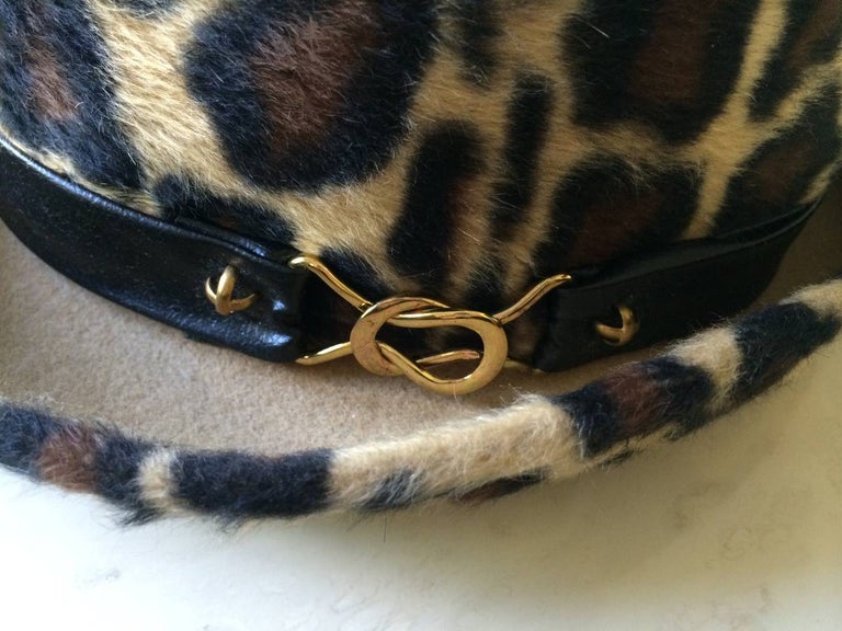 1970s Yves Saint Laurent Leopard Animal Print Hat YSL