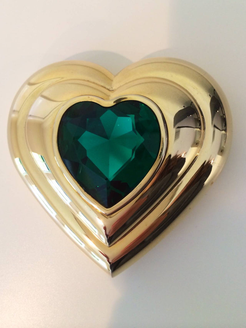 Yves Saint Laurent Dazzling Emerald Green Crystal Jewel Heart Compact YSL