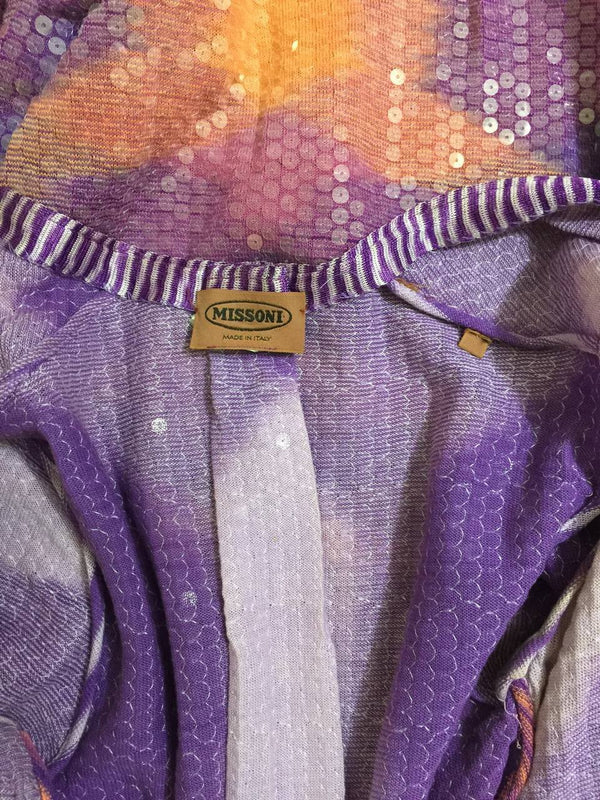 Magnificent Vintage Missoni Purple Pink Maxi Sequin Duster Cardigan