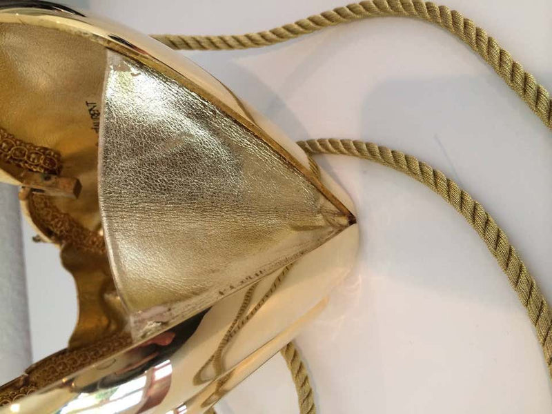 YSL / Yves Saint Laurent Heart Shaped Gold & Sapphire Crystal Minaudiere Bag