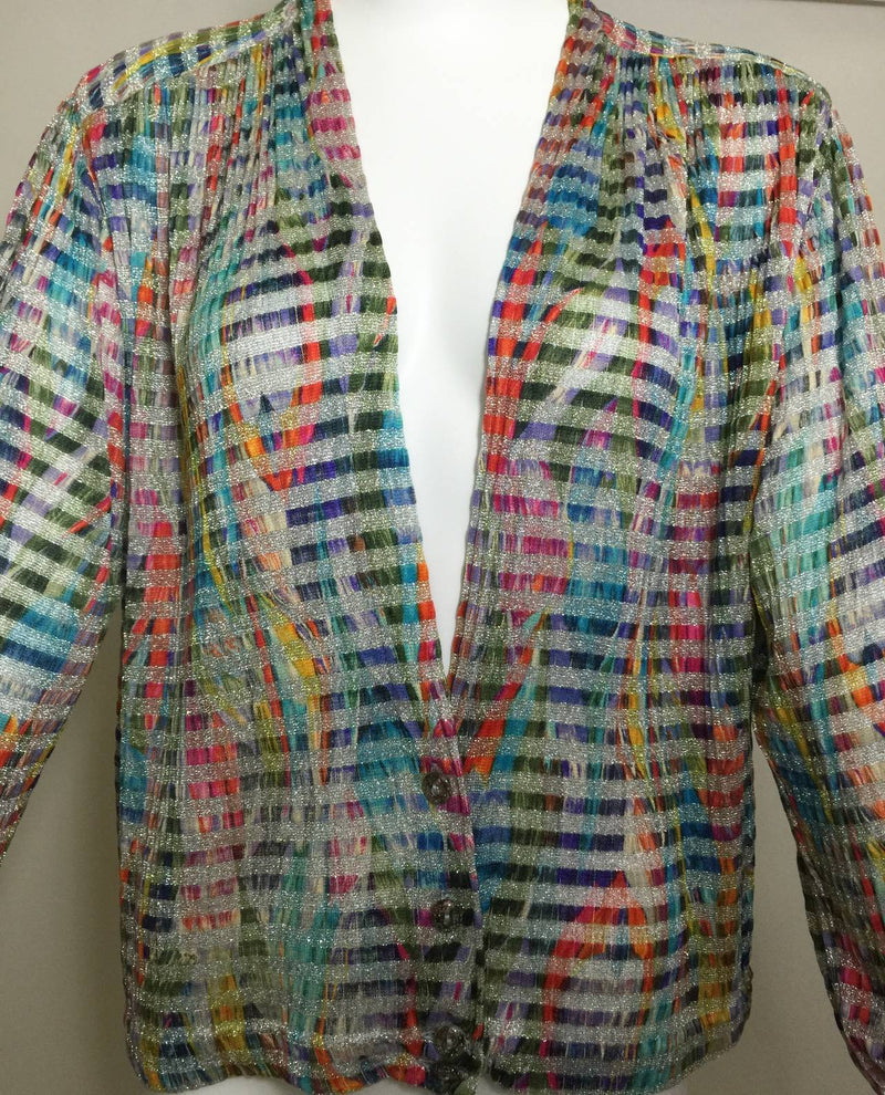 1970s Missoni Metallic Knit Cardigan Top