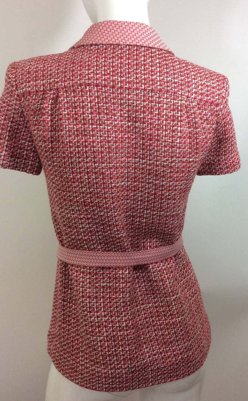 Chanel Tweed Jacket Top with Lucite Buckle Belt
