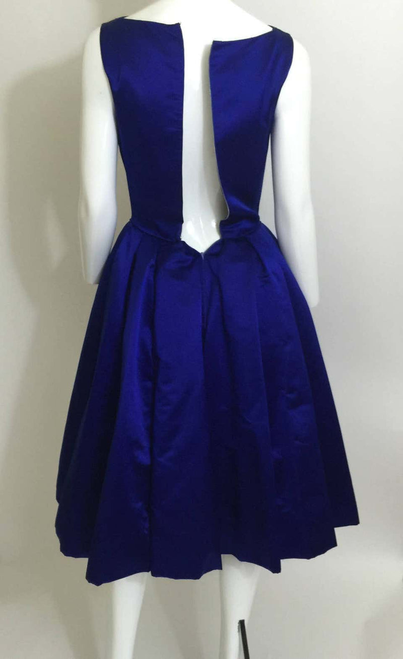 1950's Whitney for Bonwit Teller Royal Blue Silk Satin Full Skirt Party Dress