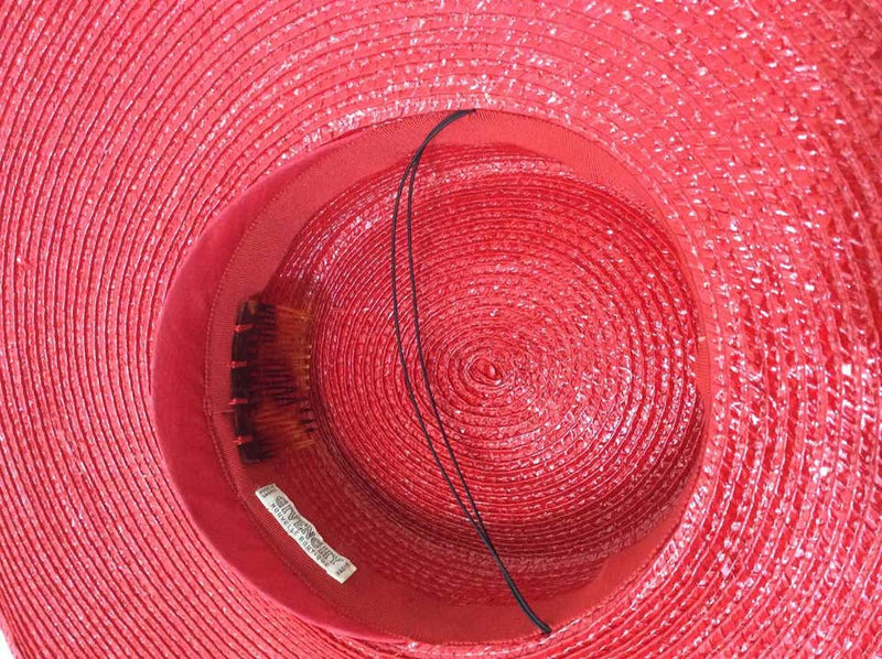 Vintage Givenchy Boutique Glossy Straw Red Hat