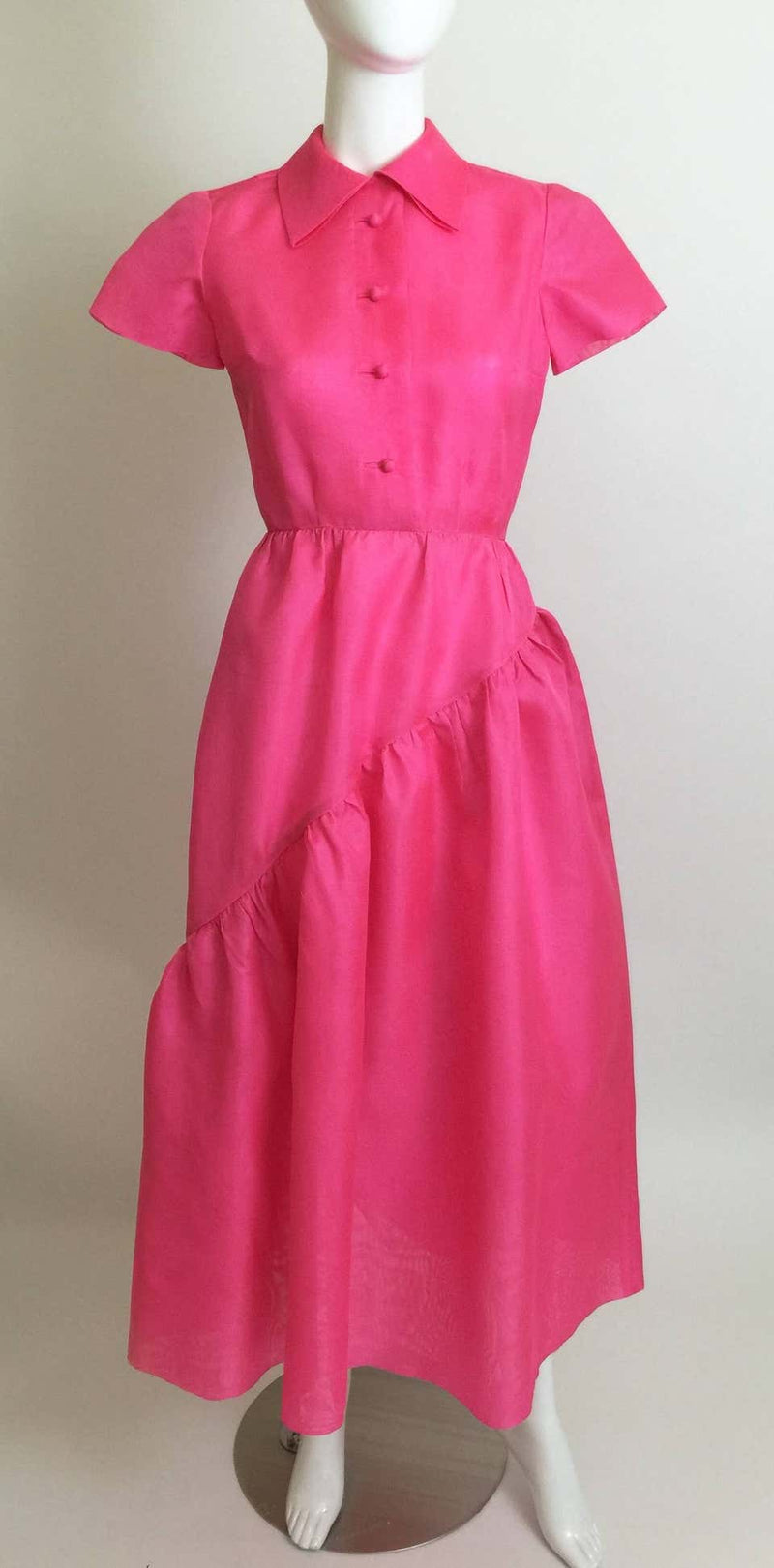 1970's Bill Blass Pink Silk Organza Dress