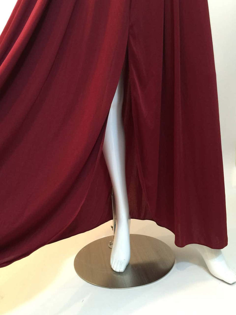 1970s Bill Tice Merlot & Gold Open Back Dress