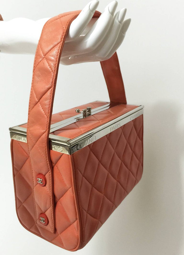 Chanel Lambskin Quilted Box Bag Orange, 1990s