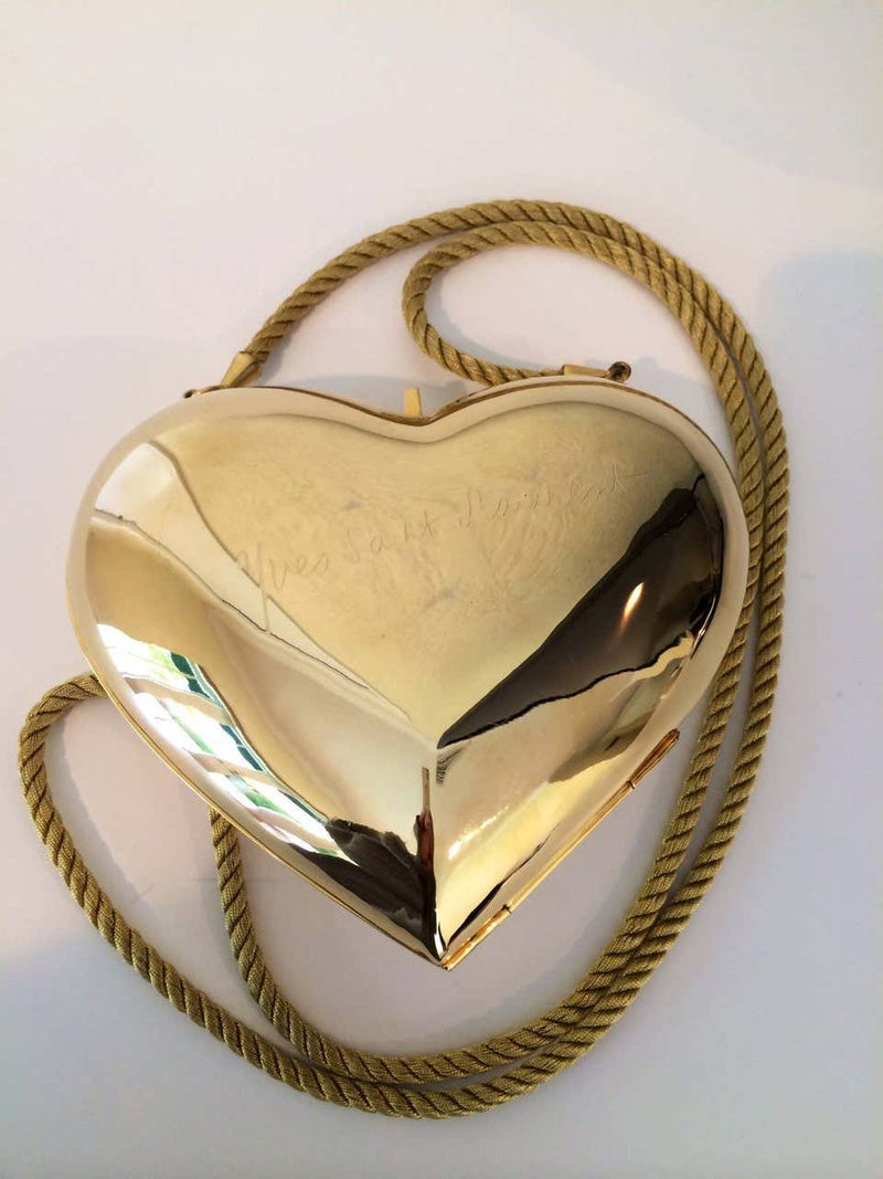 Saint Laurent Gold Heart Tassel Evening Bag - shop 