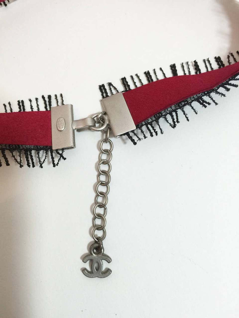 Chanel Leather & Lace Choker Necklace