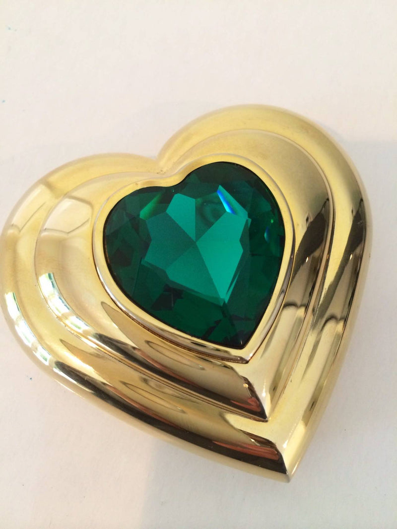 Yves Saint Laurent Dazzling Emerald Green Crystal Jewel Heart Compact YSL