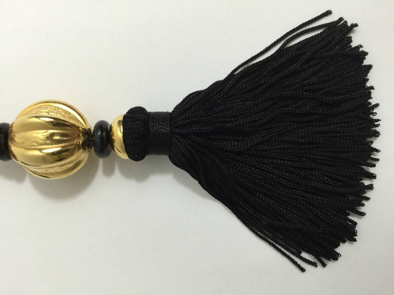 Yves Saint Laurent Vintage Opium Pendant & Gold Bead Black Tassel Necklace