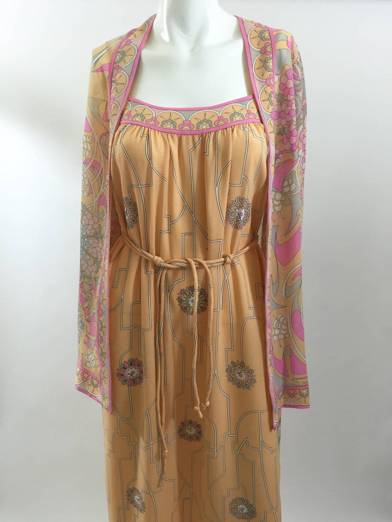 Ethereal 1960's Emilio Pucci Vintage Silk Dress & Jacket Set Vintage w/ Tags