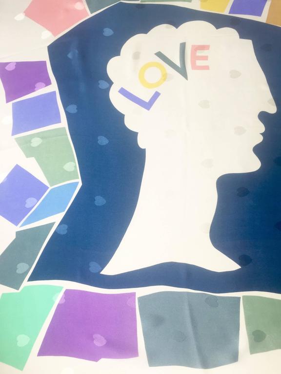 Vintage Yves Saint Laurent LOVE print silk scarf 1985 YSL