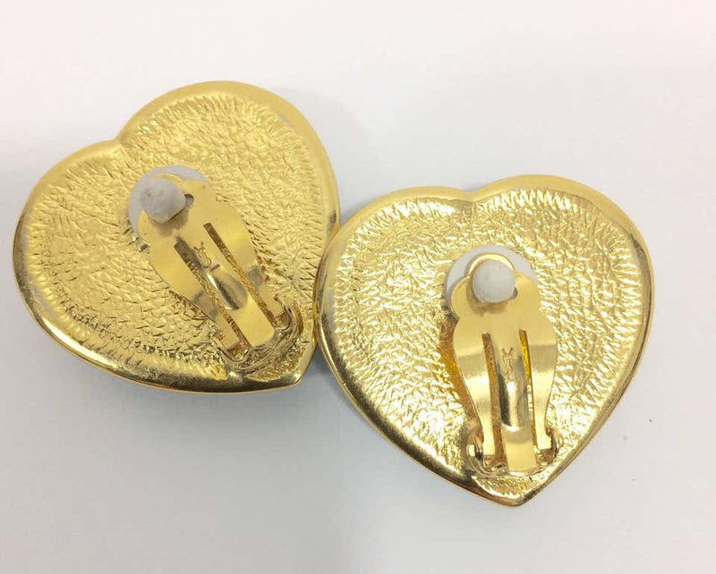 Vintage Yves Saint Laurent Runway Green Heart Earrings YSL