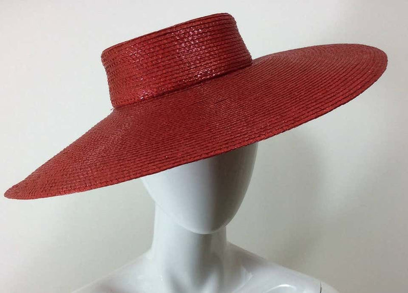 Vintage Givenchy Boutique Glossy Straw Red Hat