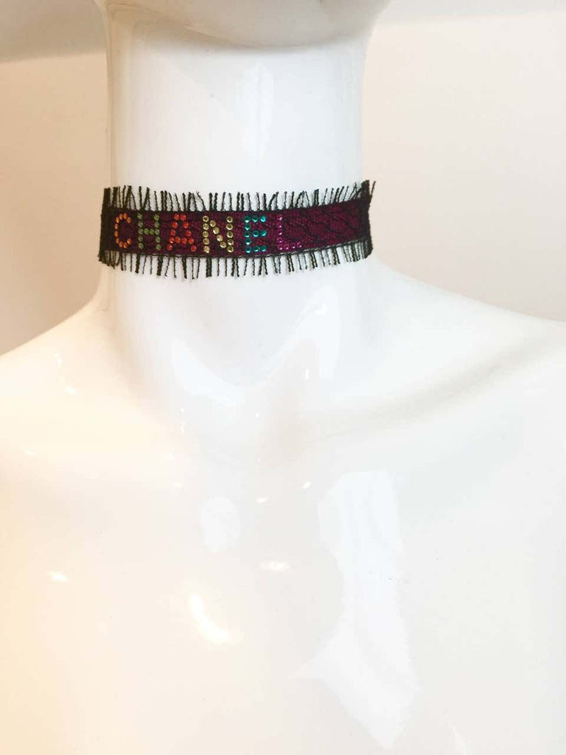 Chanel Leather & Lace Choker Necklace