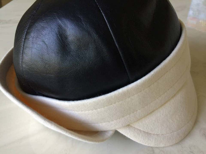 YSL Vintage Leather and Felt Hat with tags