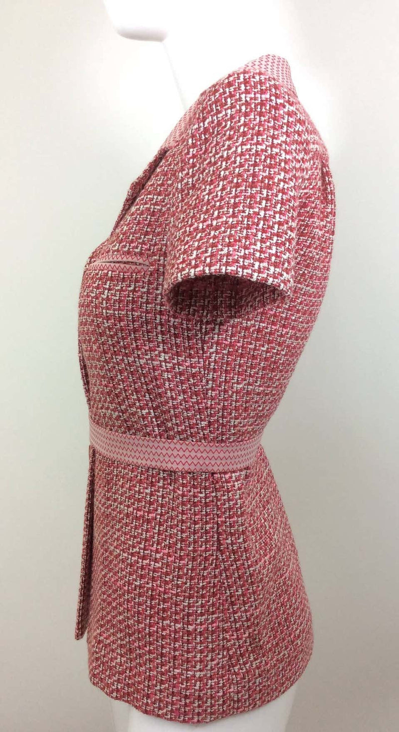 Chanel Tweed Jacket Top with Lucite Buckle Belt