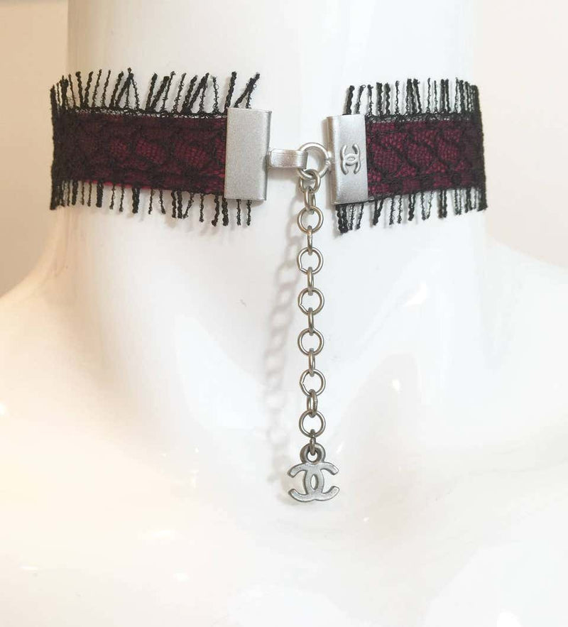 Chanel Leather & Lace Choker Necklace