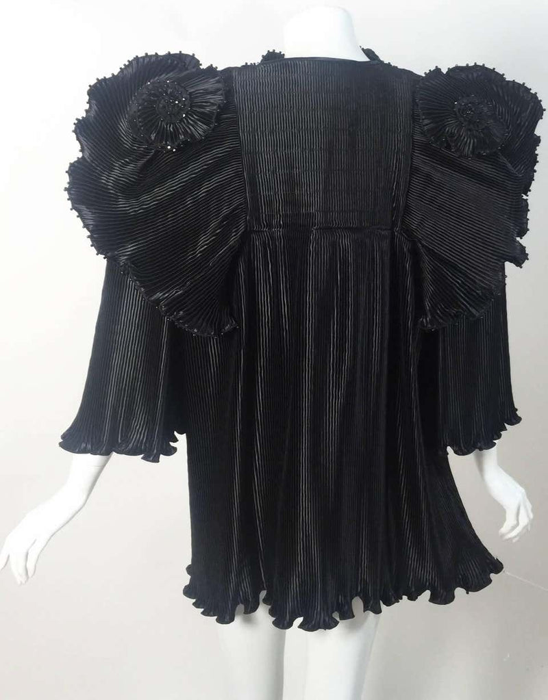 1970s Zandra Rhodes Black Pleated Sculpted Jacket